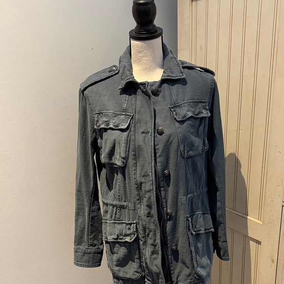 Free People Jackets & Blazers - Free People Blue Gray Military Field Jacket XS
